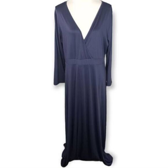 SHEIN NAVY V-NECK LONG SLEEVE MAXI DRESS SZ.5XL EUC. - Picture 7 of 11